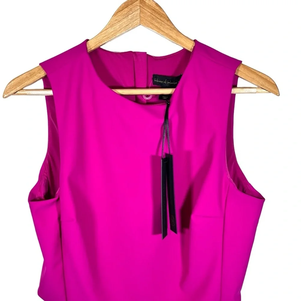 NWT House of Harlow Fuchsia Pink Crop Top Back Full Zip Top Size 10 - Picture 2 of 7